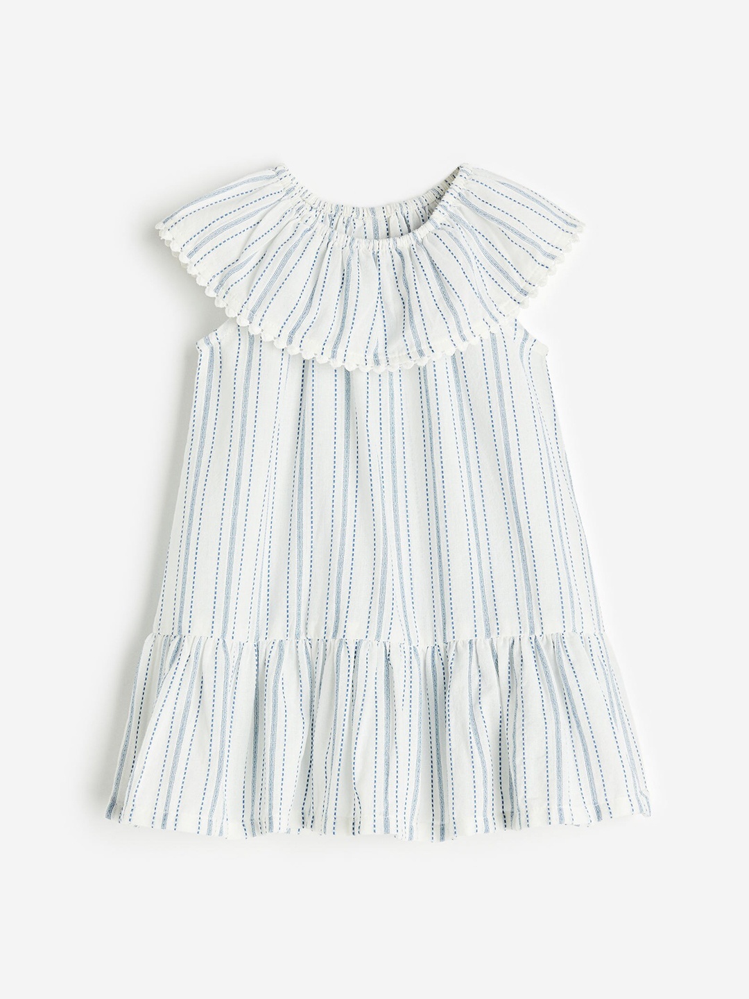 

H&M Infant Girls Pure Cotton Flounce-Trimmed Dress, White