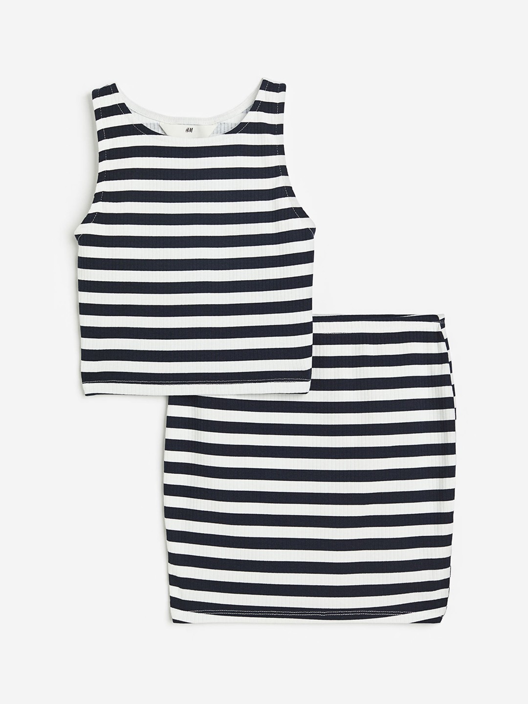 

H&M Girls 2-Piece Ribbed Jersey Set, Blue