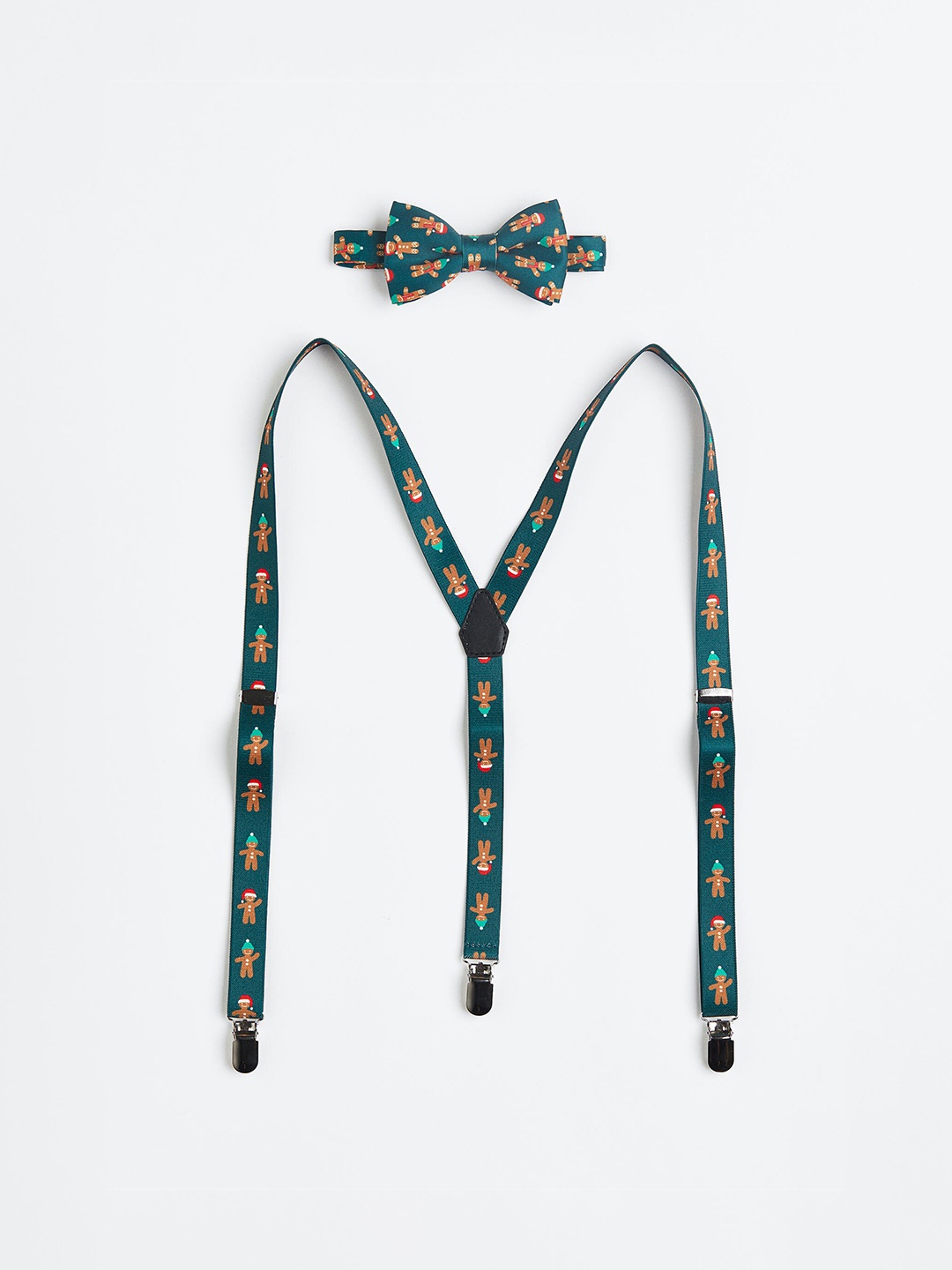 

H&M Men 2-Piece Bow Tie and Braces Set, Green