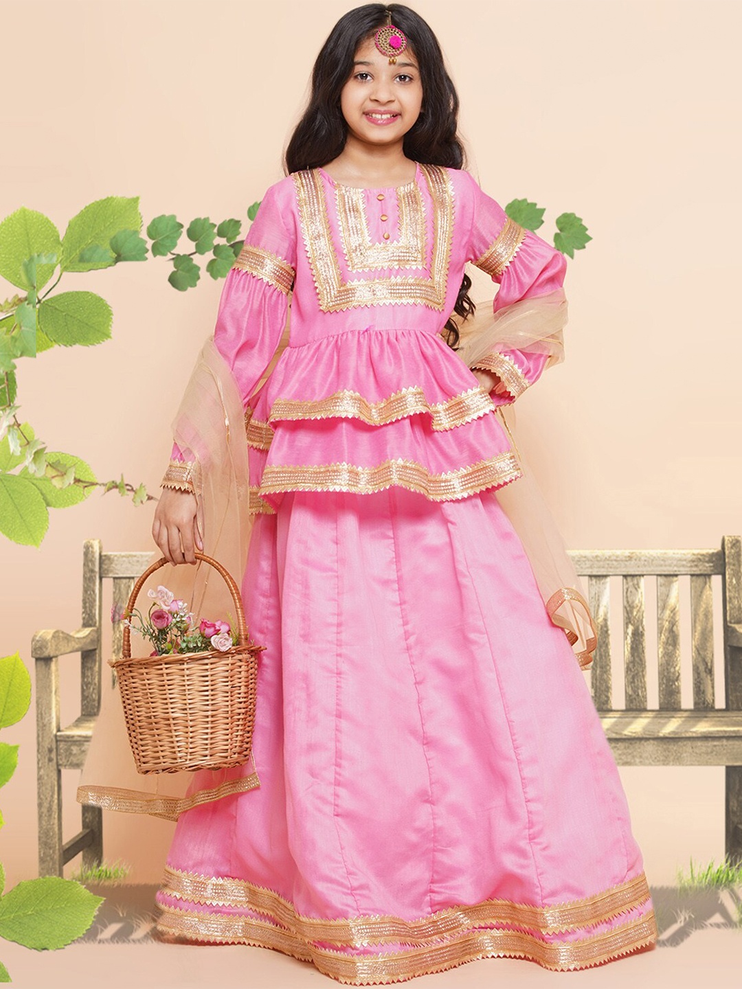 

Modish Couture Gotta Patti Ready to Wear Lehenga & Blouse With Dupatta, Pink