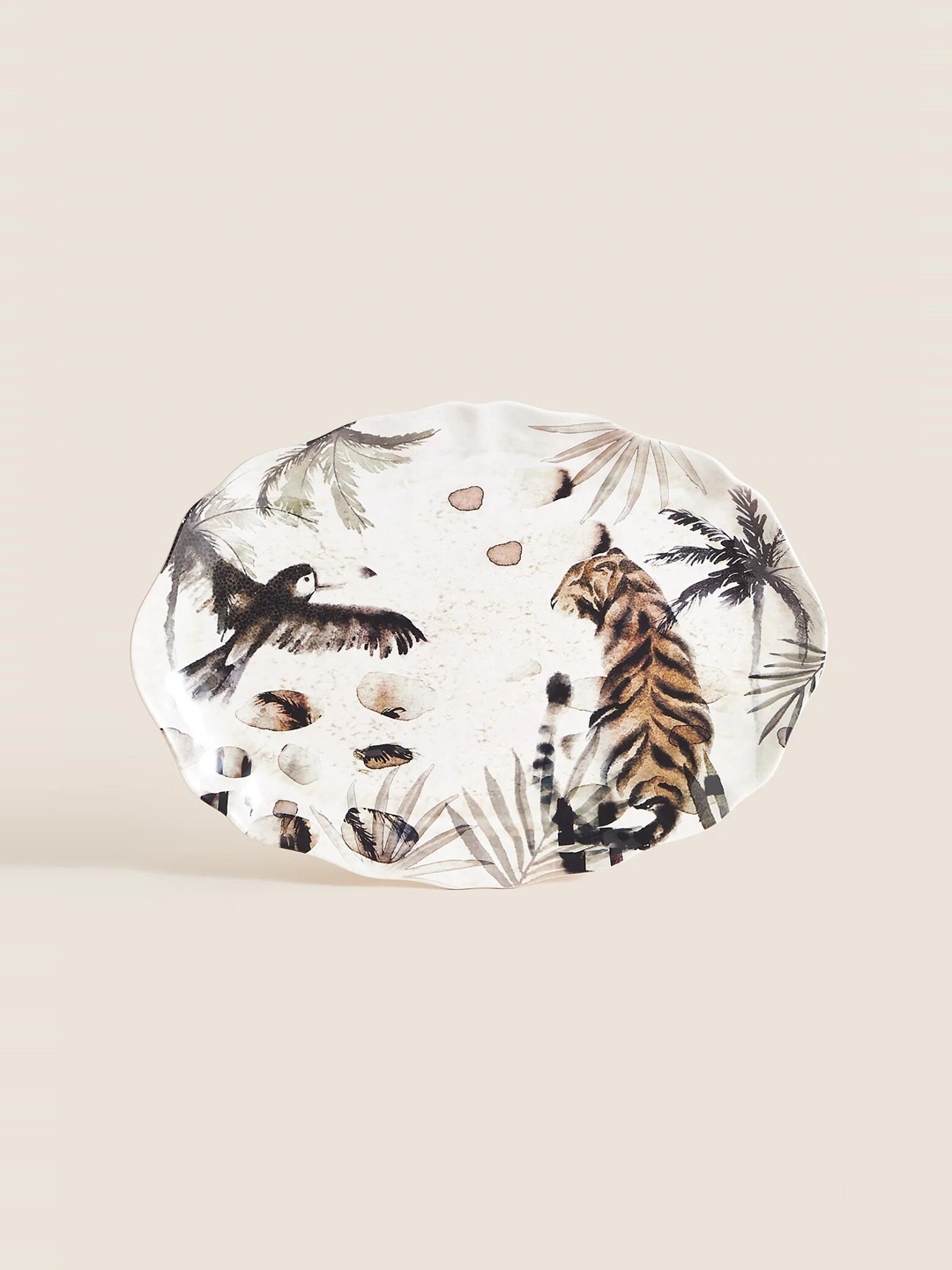 

Marks & Spencer 0019E Off White & Brown Printed Melamine Serving Dish