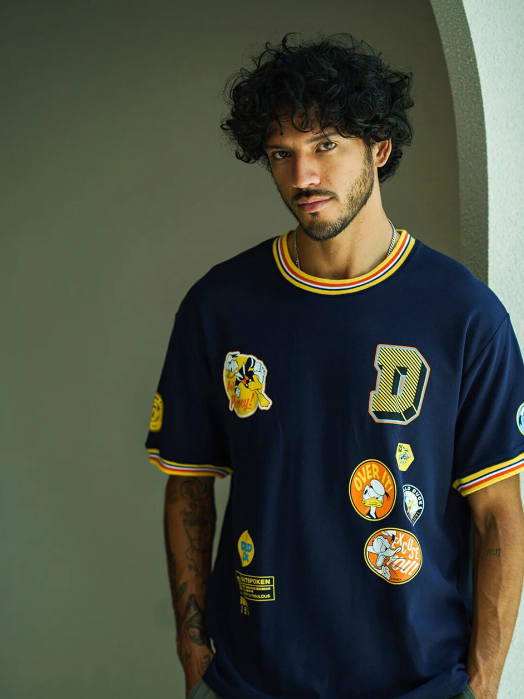 

Bonkers Corner Navy Blue Graphic Donald Duck Printed Oversized Cotton T-Shirt