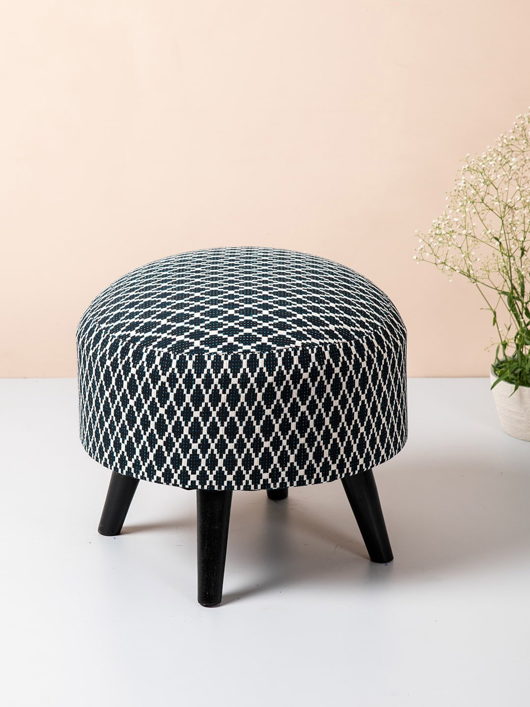

nestroots Black & White 2-Pieces Printed Ottomans