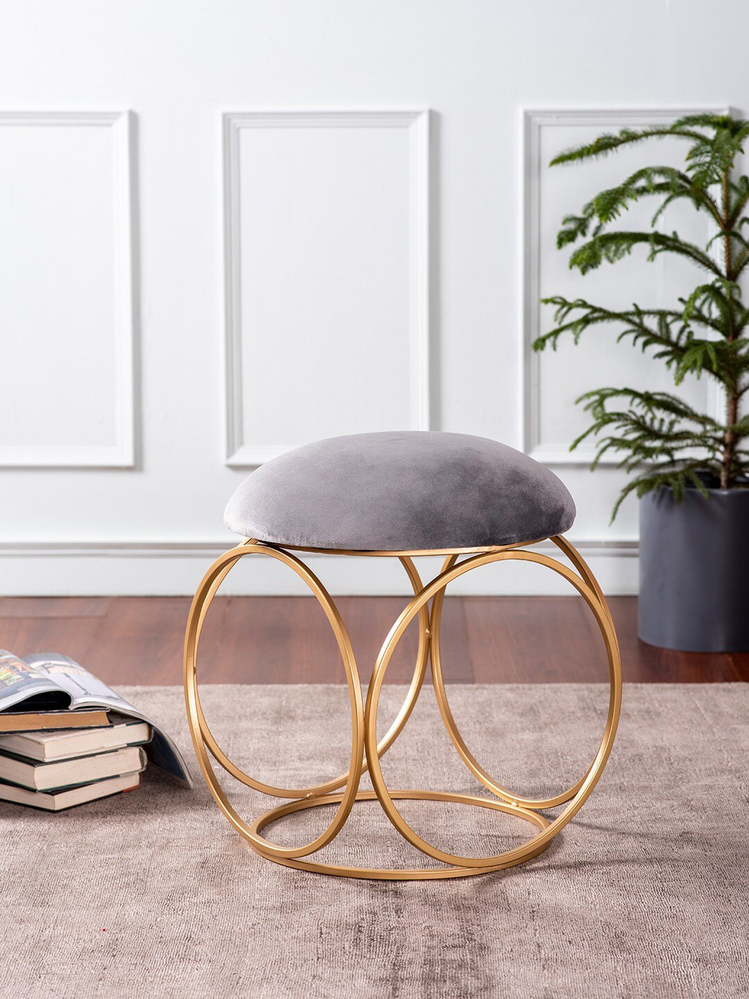 

nestroots Grey & Beige Round Pouffe Ottoman