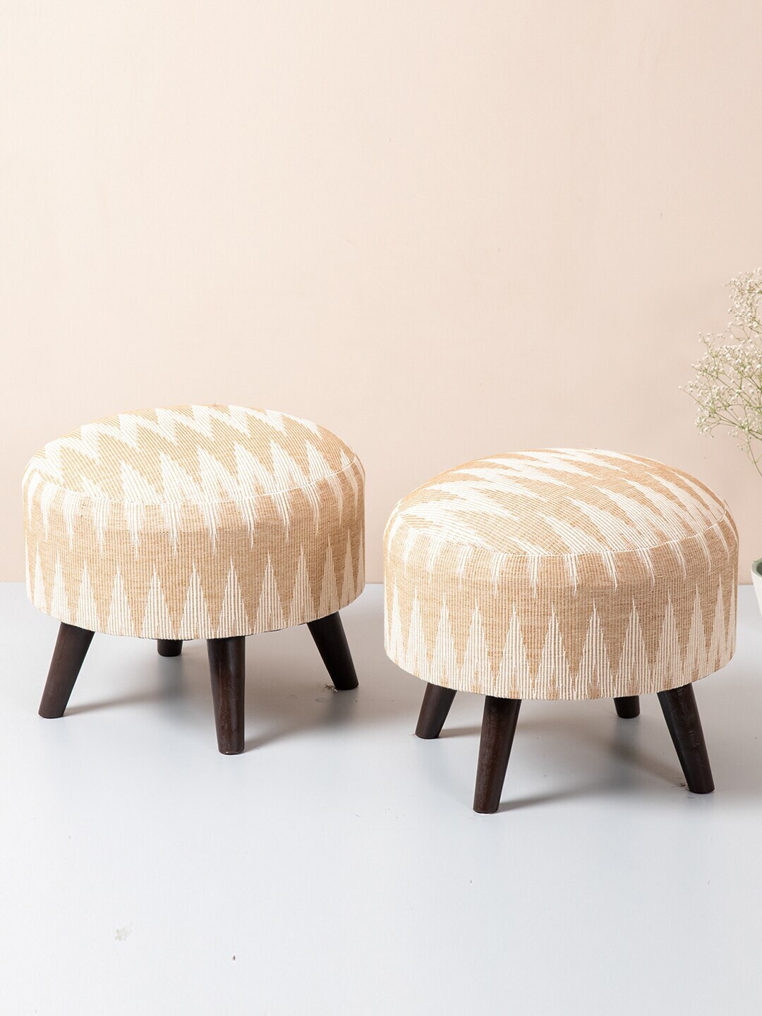 

nestroots Beige & Cream-color 2 Pieces Self-designed Round Shape Ottomans