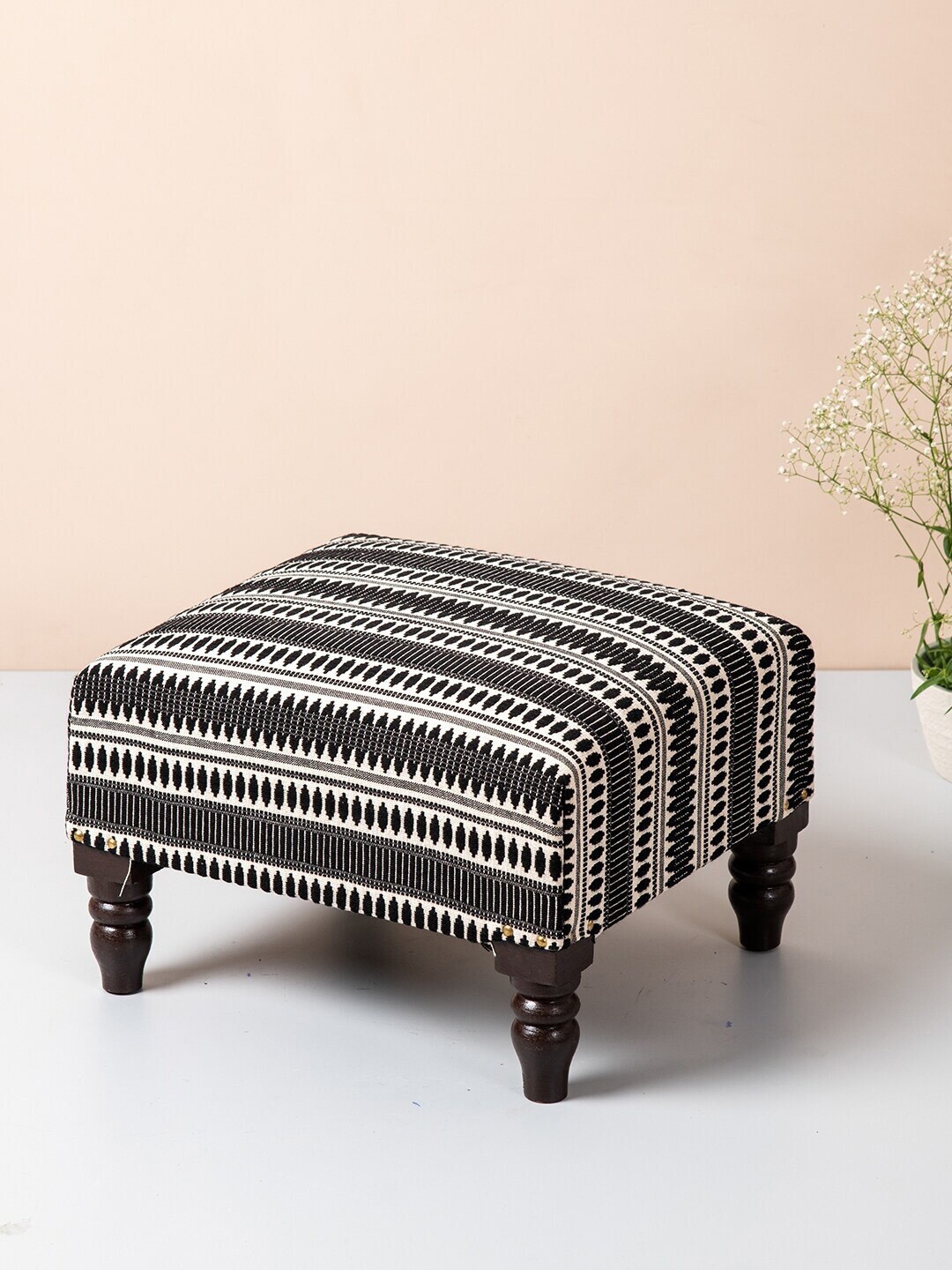 

nestroots Black & White Printed Square Shaped Ottomans