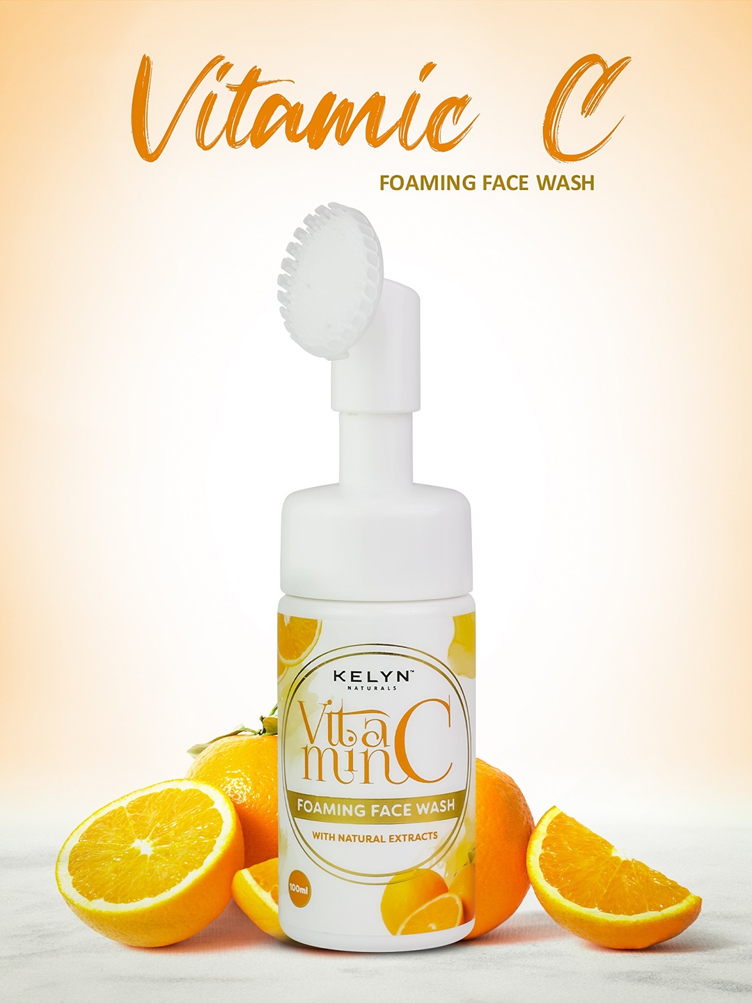 

KELYN Set Of 2 Vitamin C Foaming Face Wash With Built-In Face Brush - 100ml Each, White