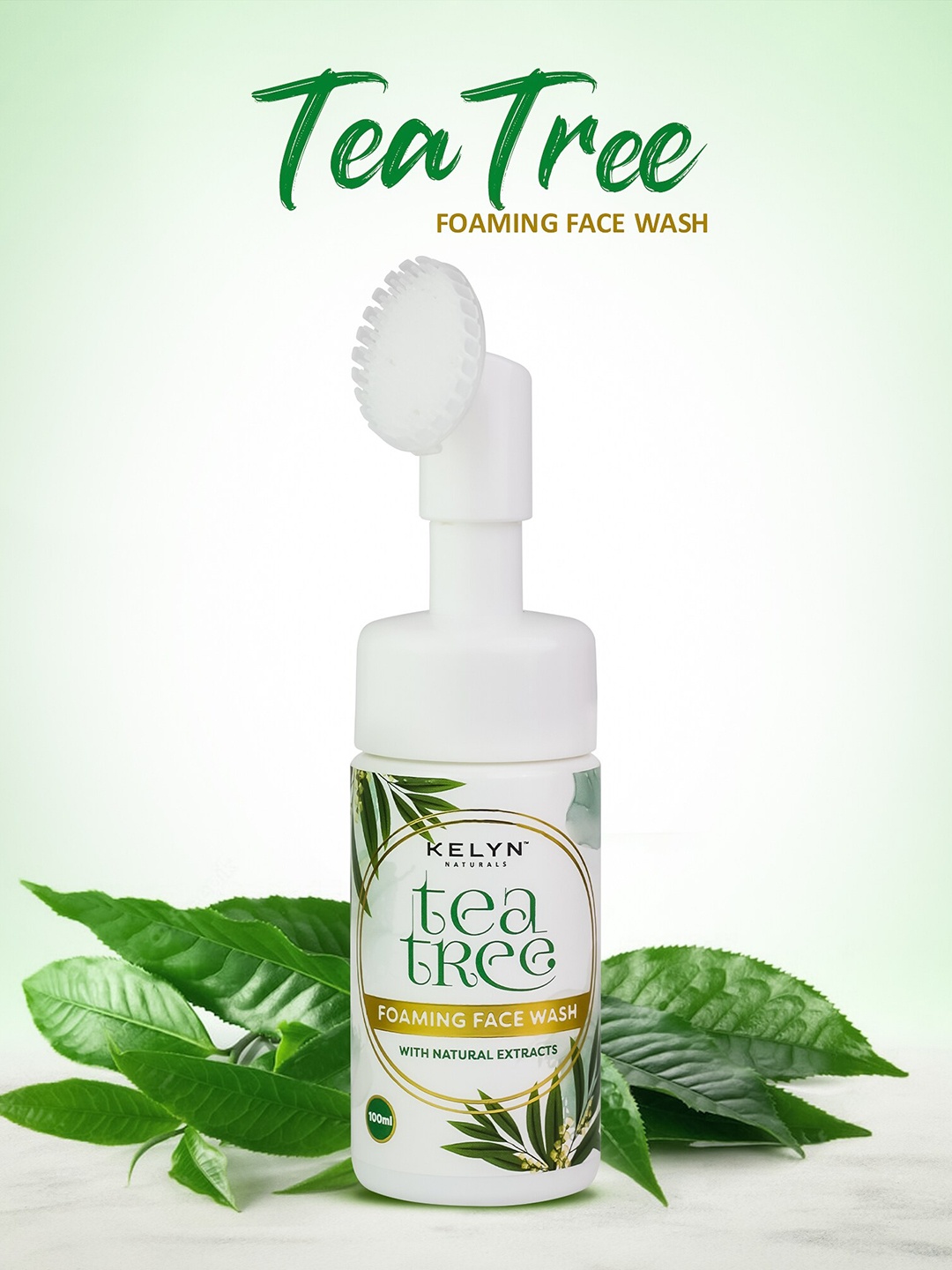 

KELYN Tea Tree Foaming Face Wash With Built-in Face Brush 100ml, White