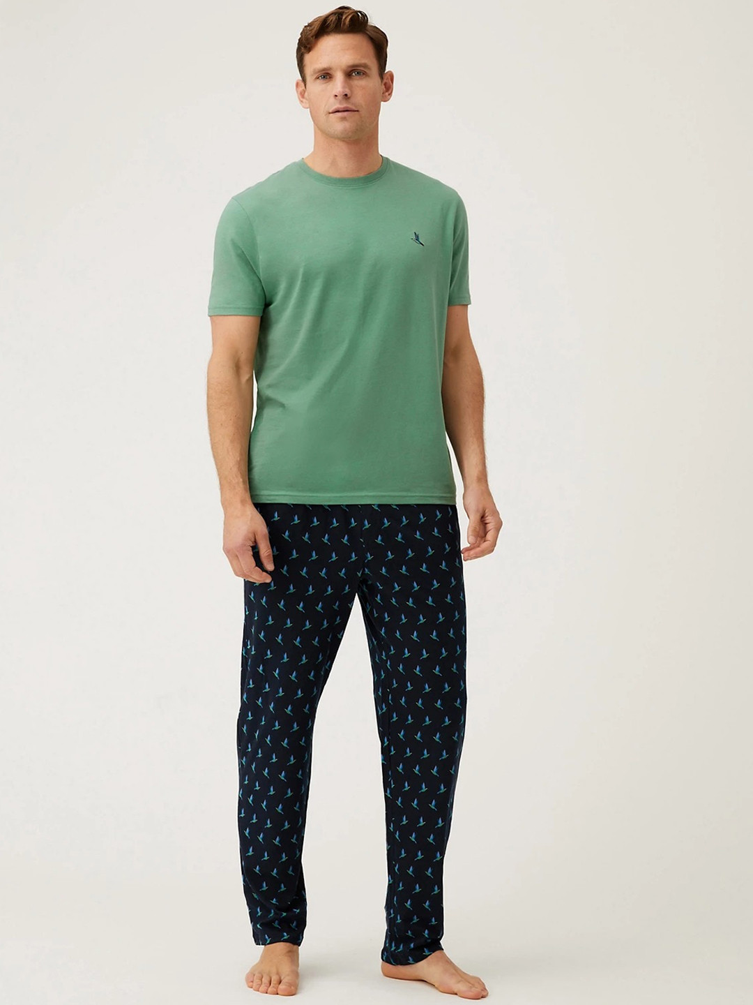 

Marks & Spencer Printed Pure Cotton Night suit, Green