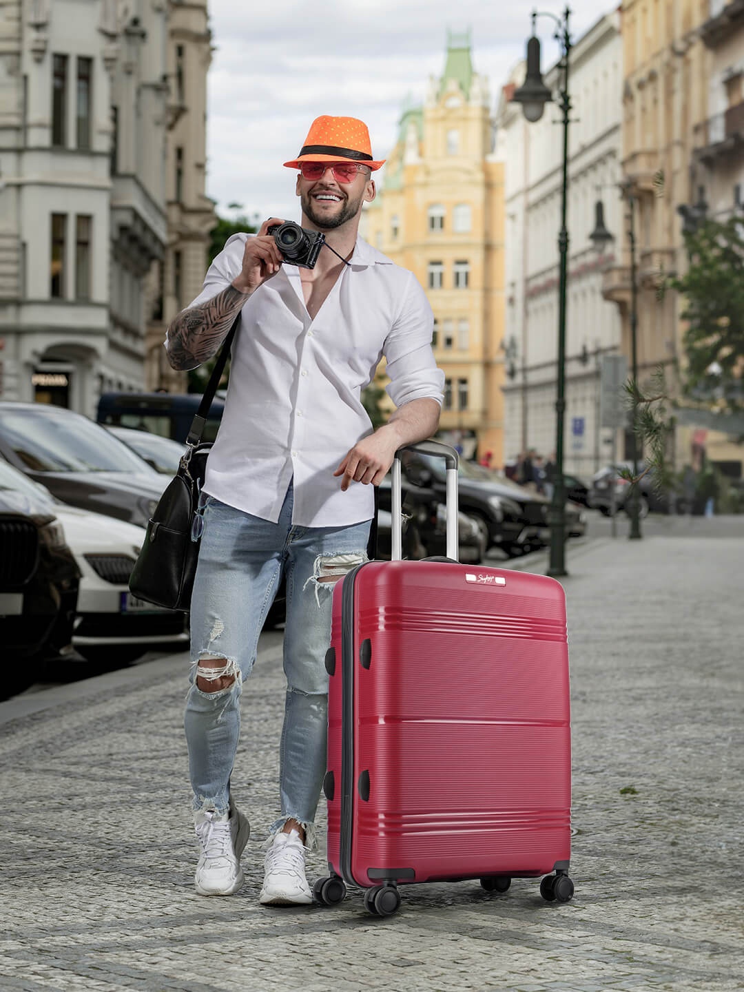 

Skybags Paratrip Textured Hard -Sided Large Trolley Suitcase, Maroon