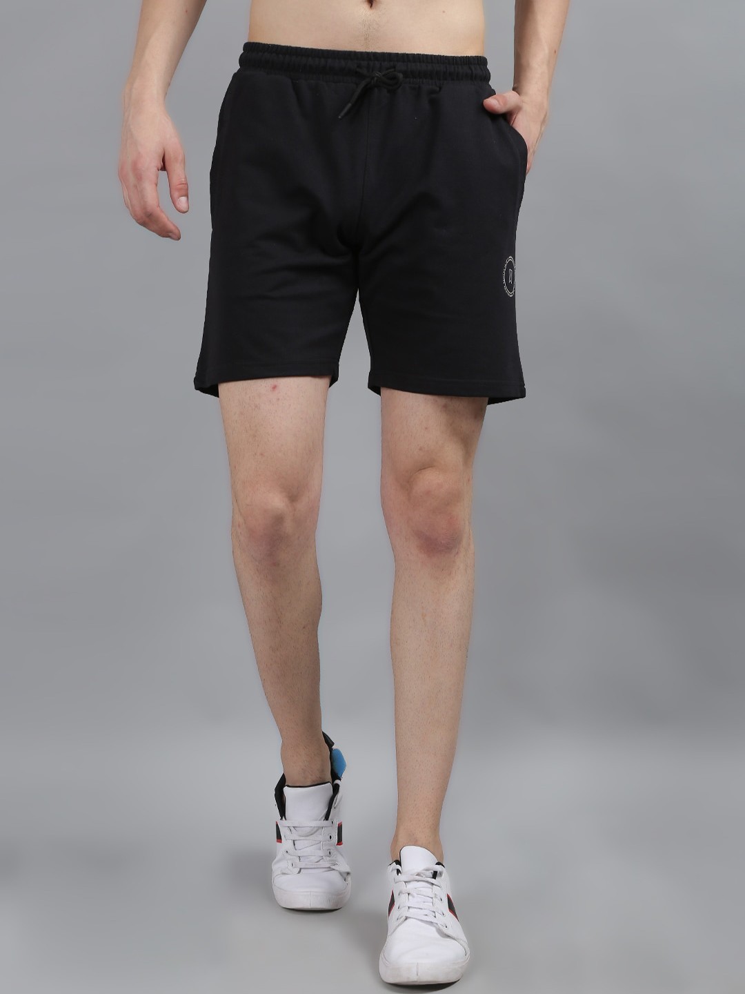 

TIM PARIS Men Mid-Rise Cotton Sports Shorts, Black
