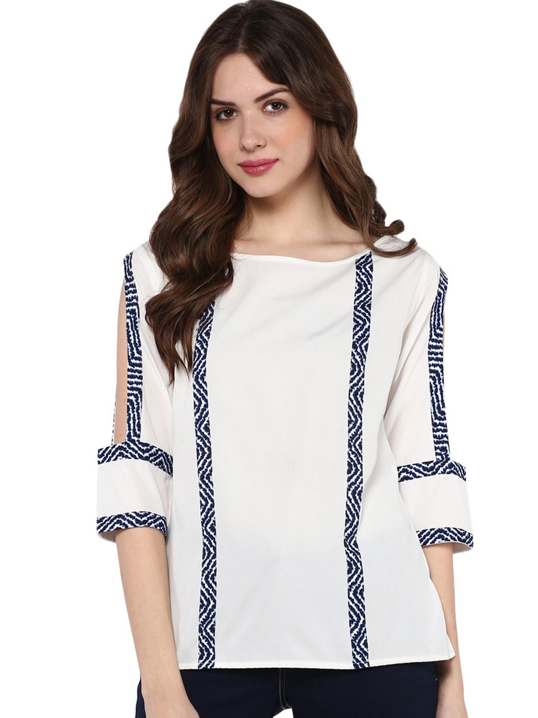 

Zima Leto Women Off-White Solid Top