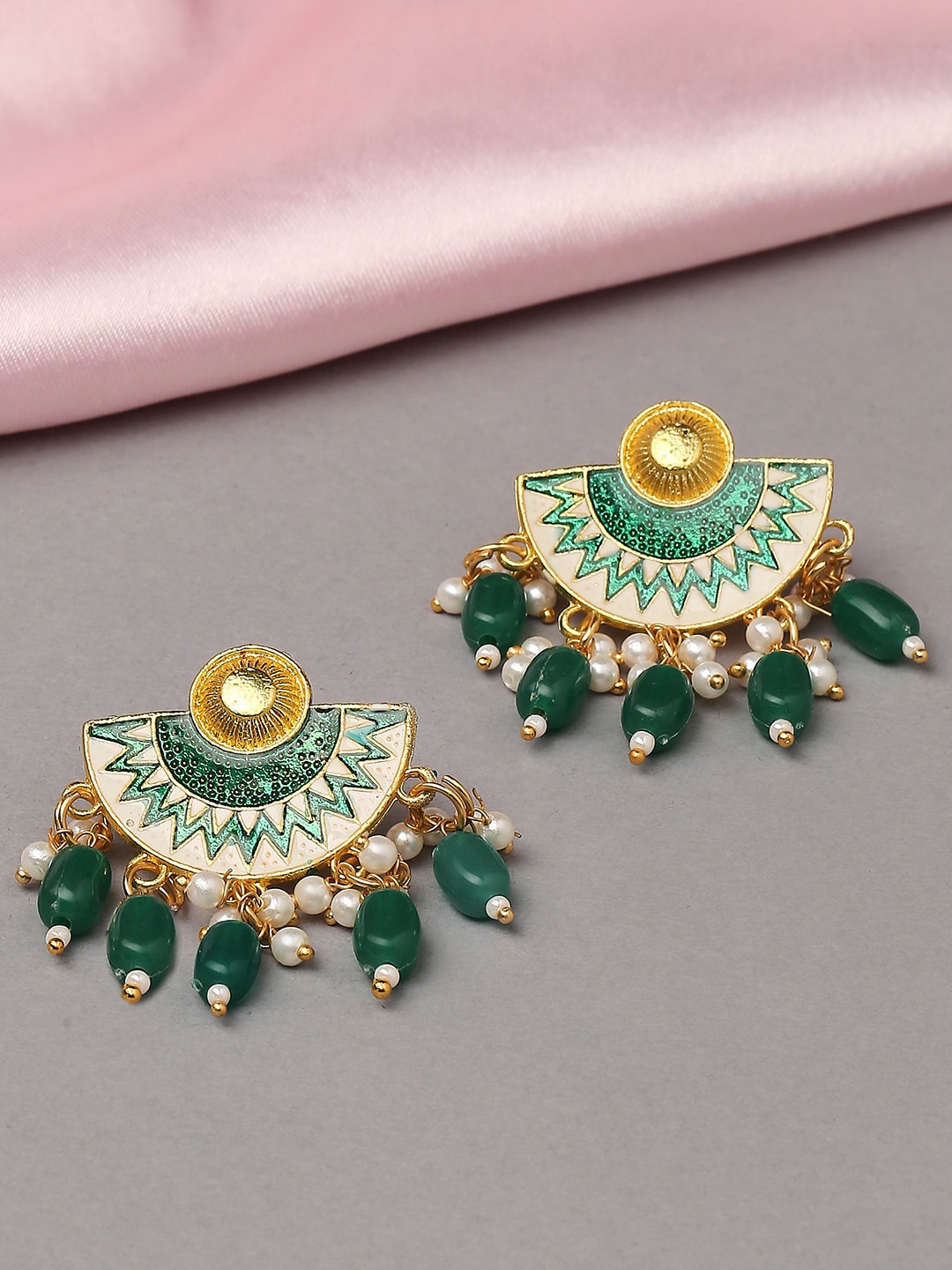 

OOMPH Artificial Beads Contemporary Chandbalis, Green