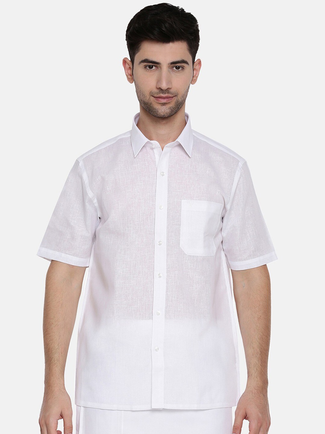 

Ramraj Spread Collar Semi Sheer Regular Fit Cotton Casual Shirt, White