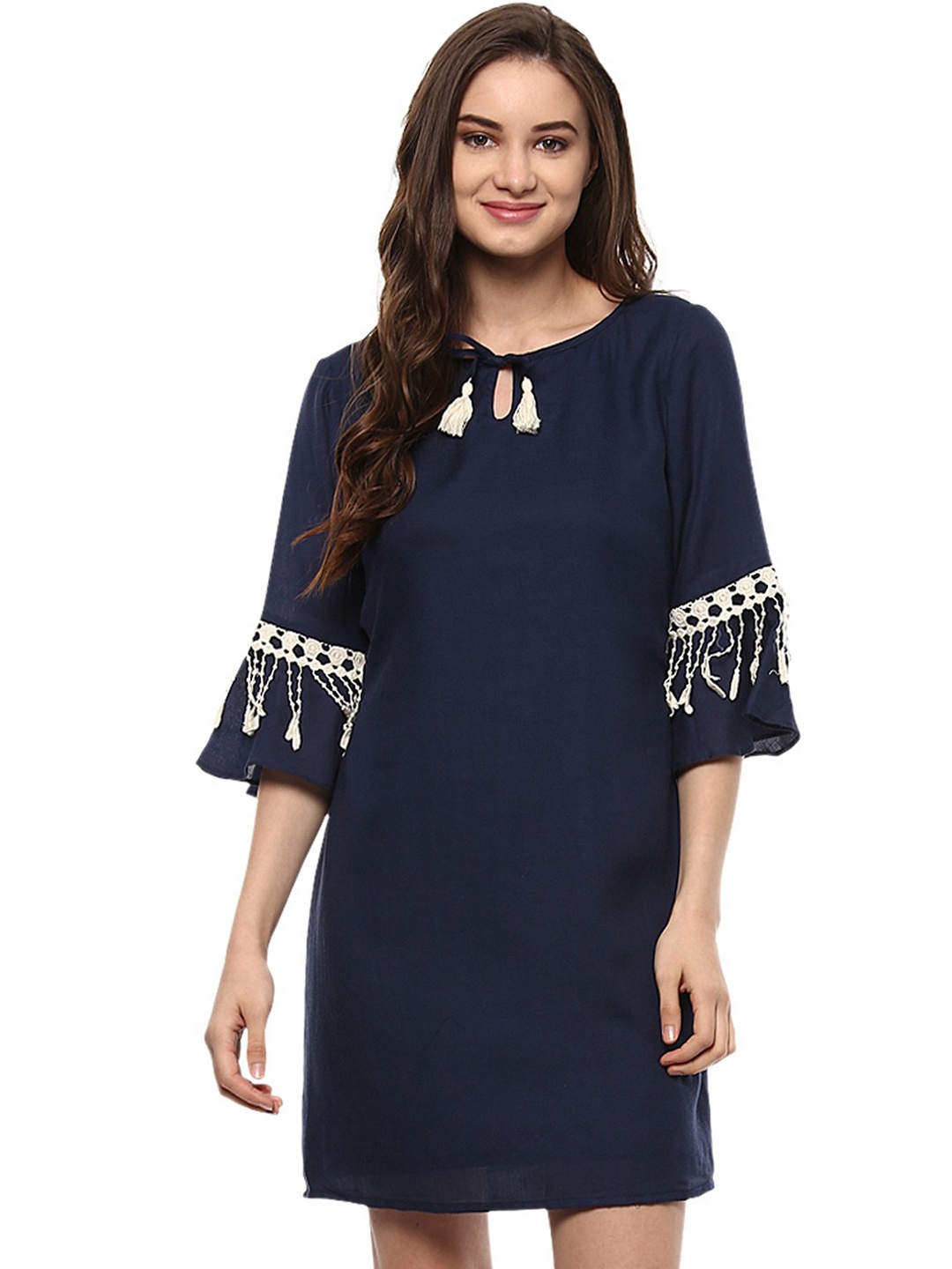 

Zima Leto Women Navy Blue Solid Sheath Dress