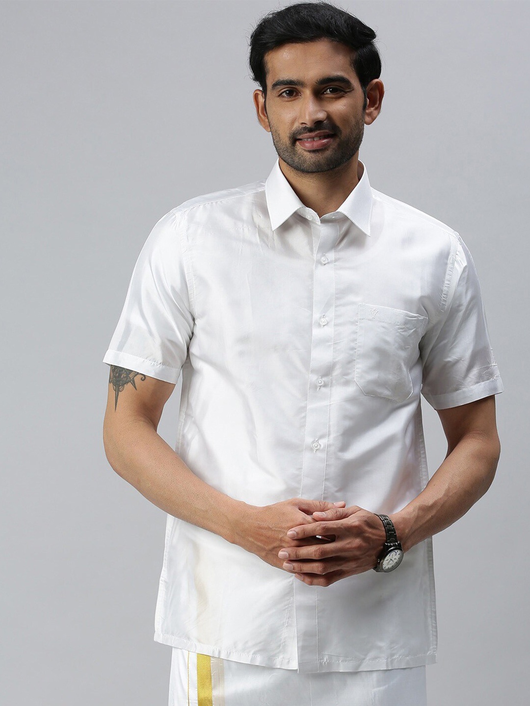 

Ramraj Spread Collar Regular Fit Cotton Casual Shirt, White