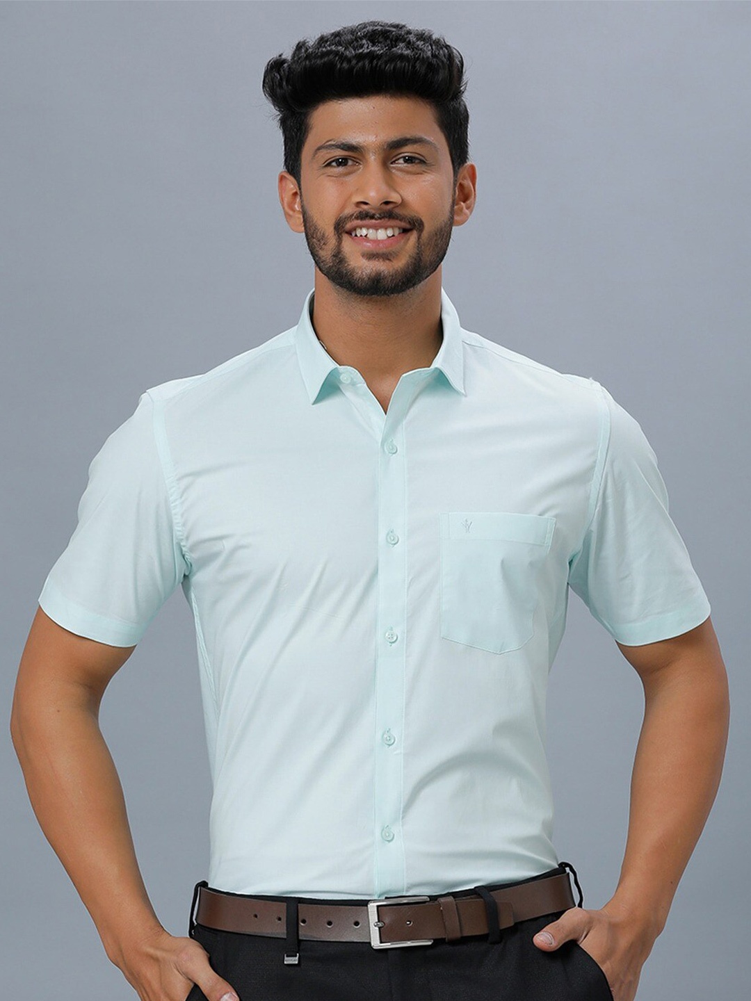 

Ramraj Spread Collar Regular Fit Cotton Formal Shirt, Blue