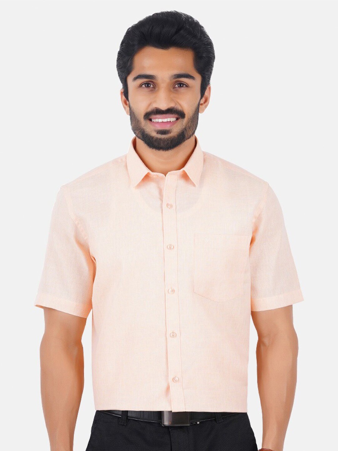 

Ramraj Spread Collar Regular Fit Formal Shirt, Pink