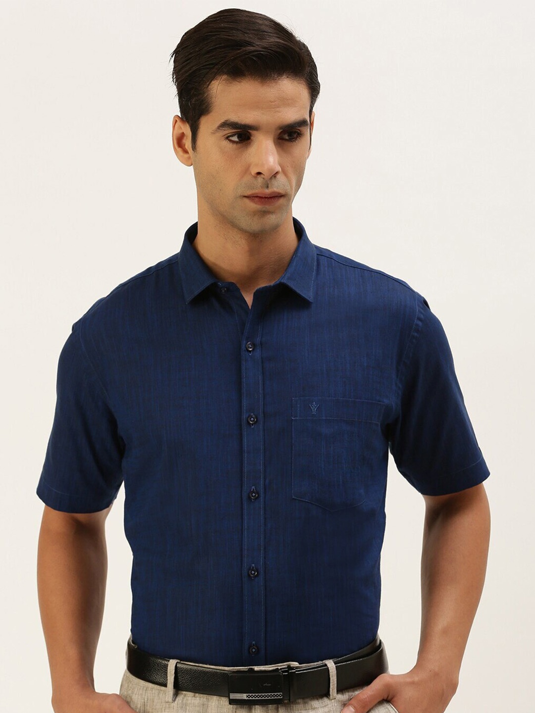 

Ramraj Spread Collar Cotton Formal Shirt, Blue