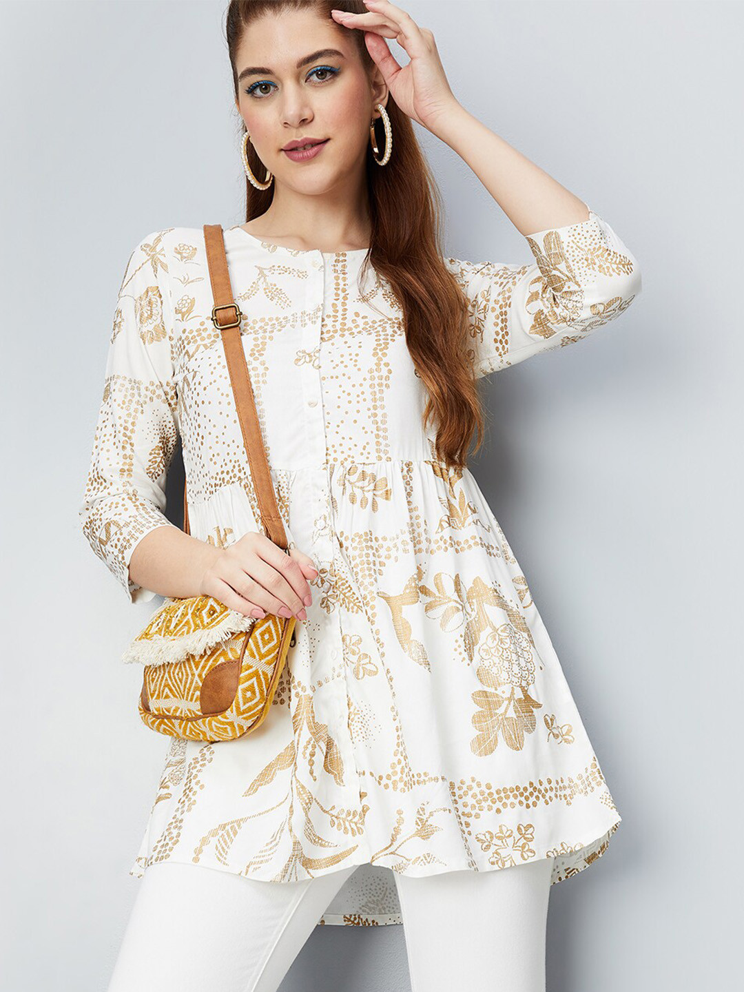 

max Ethnic Motifs Printed Tunic, White