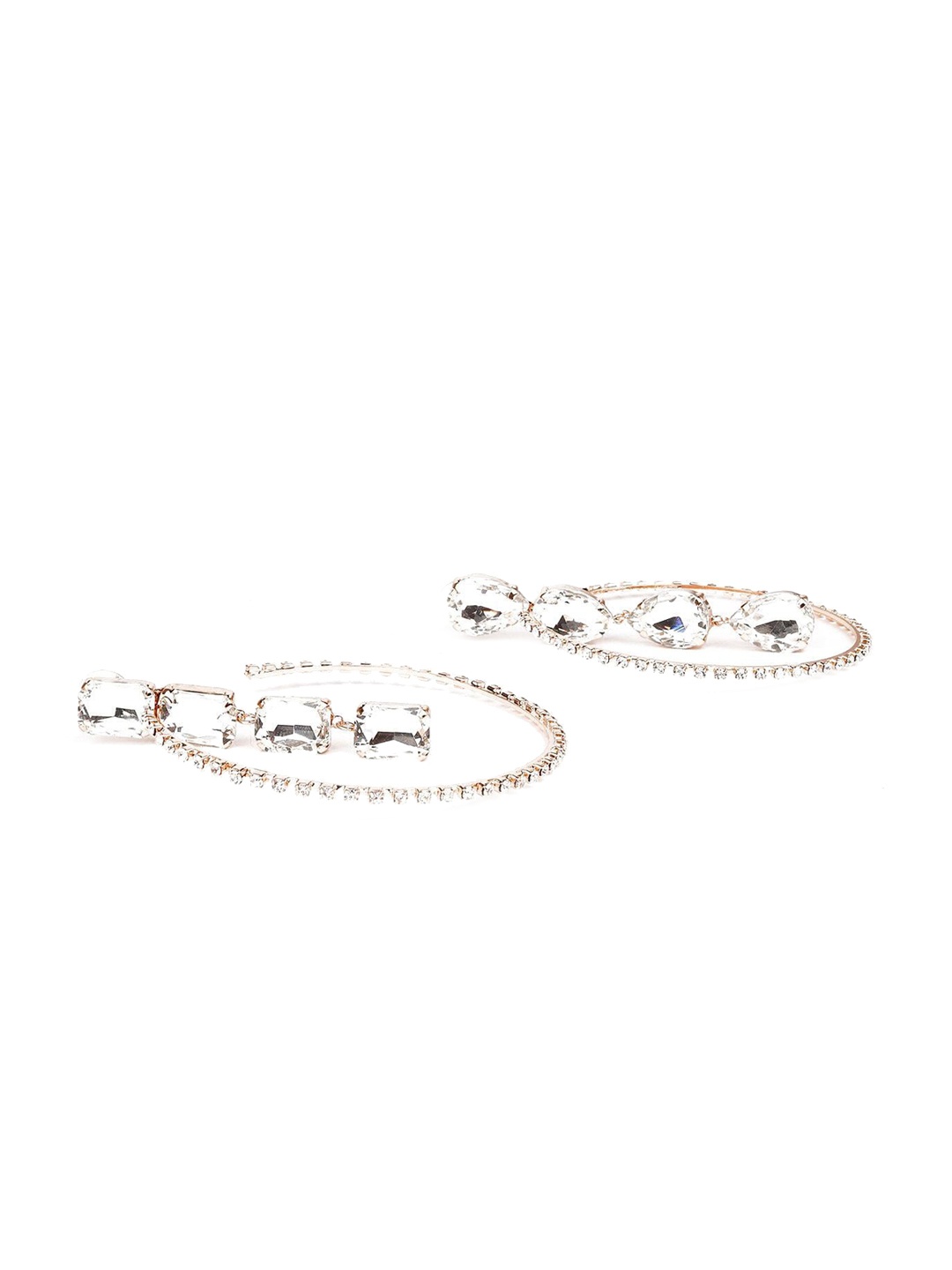 

ODETTE Gold-Plated Circular Stone-Studded Drop Earrings