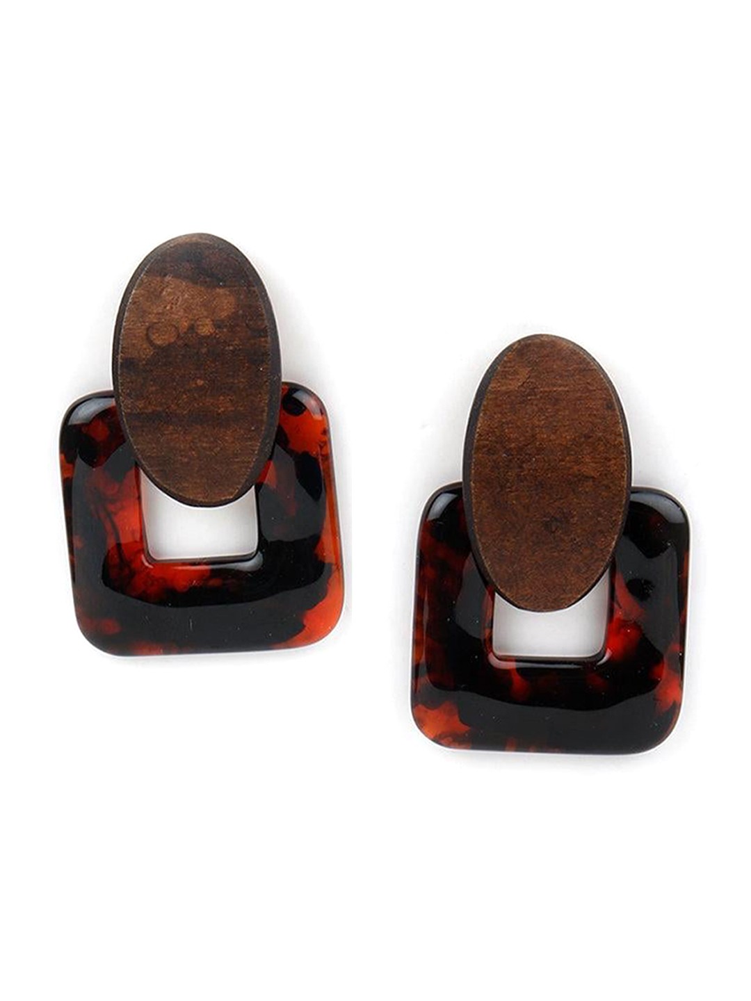 

ODETTE Square Shaped Drop Earrings, Brown