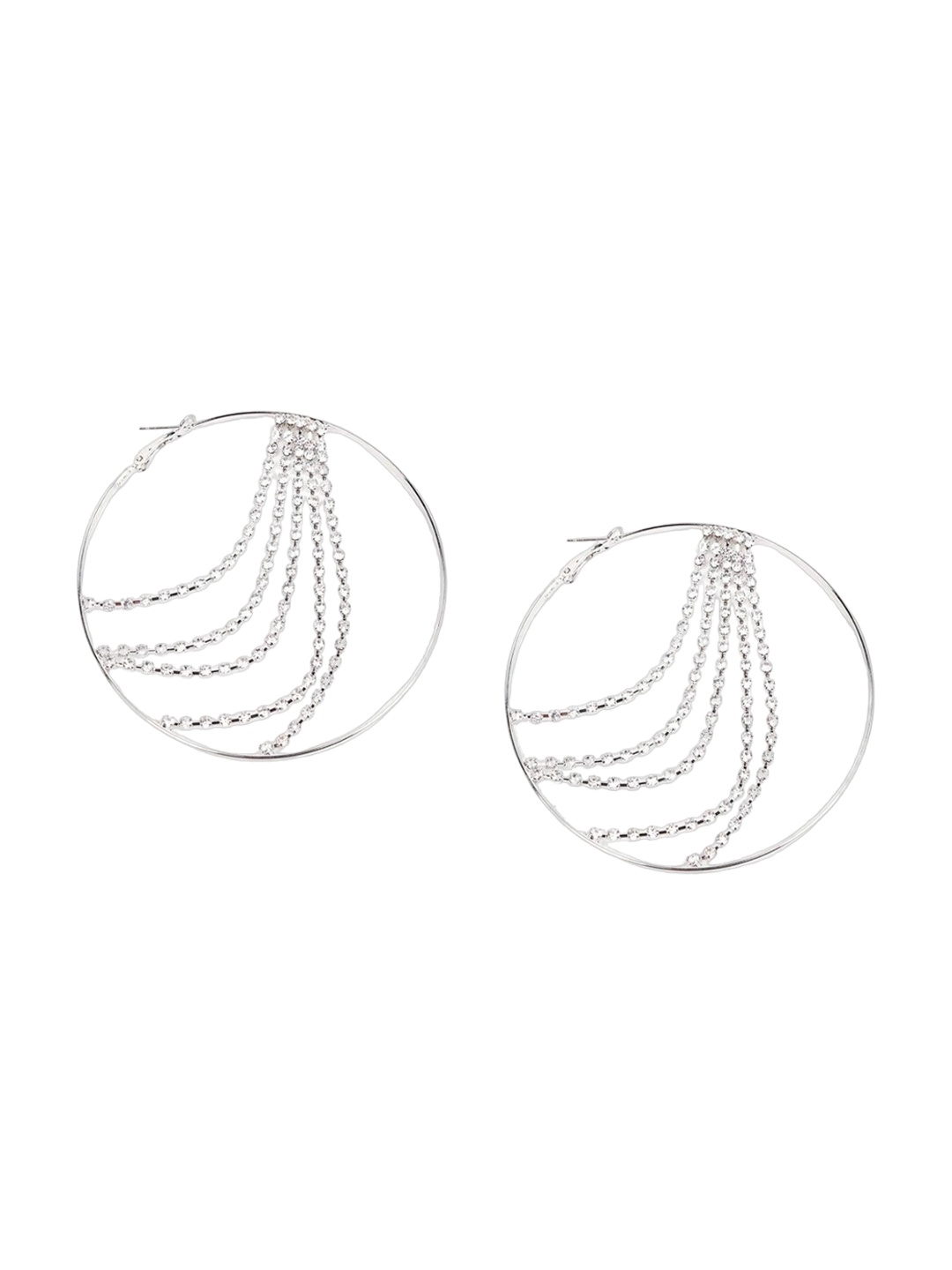 

ODETTE Silver-Plated Stone-Studded Hoop Earrings