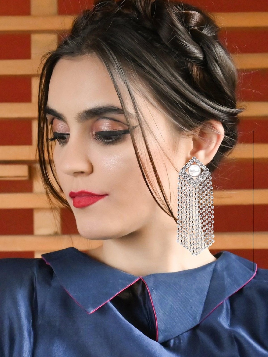 

ODETTE Crystal Drop Pearl Tassel Earrings, Silver