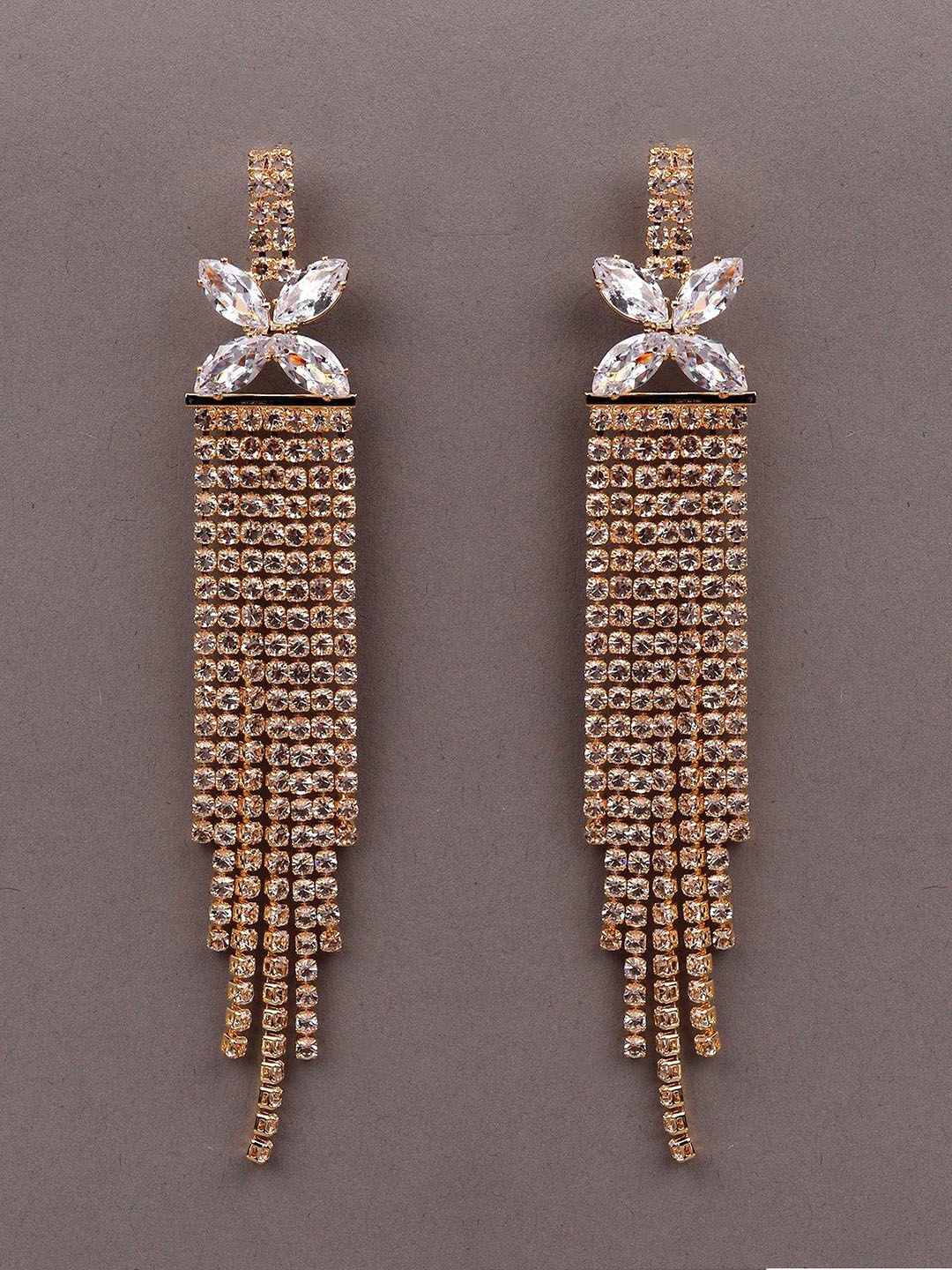 

ODETTE Gold Plated Stone Studded Drop Earrings