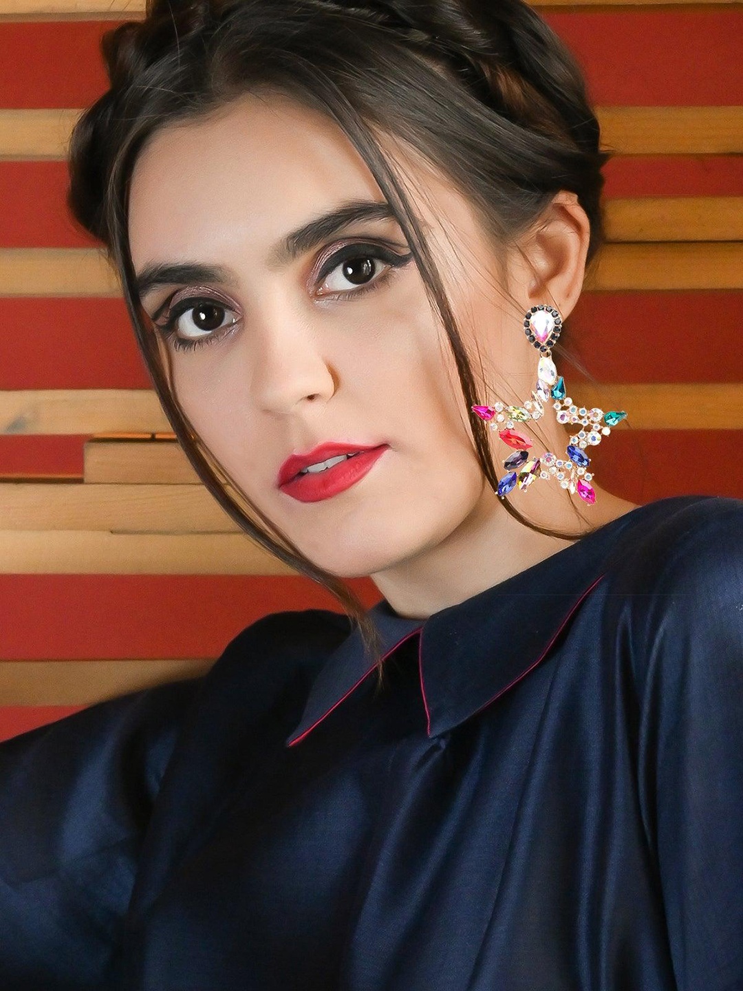 

ODETTE Gold-Plated Contemporary Drop Earrings