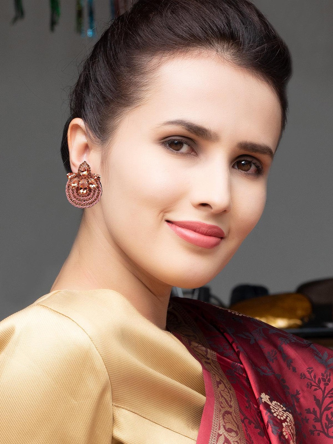 

ODETTE Contemporary Studs Earrings, Pink