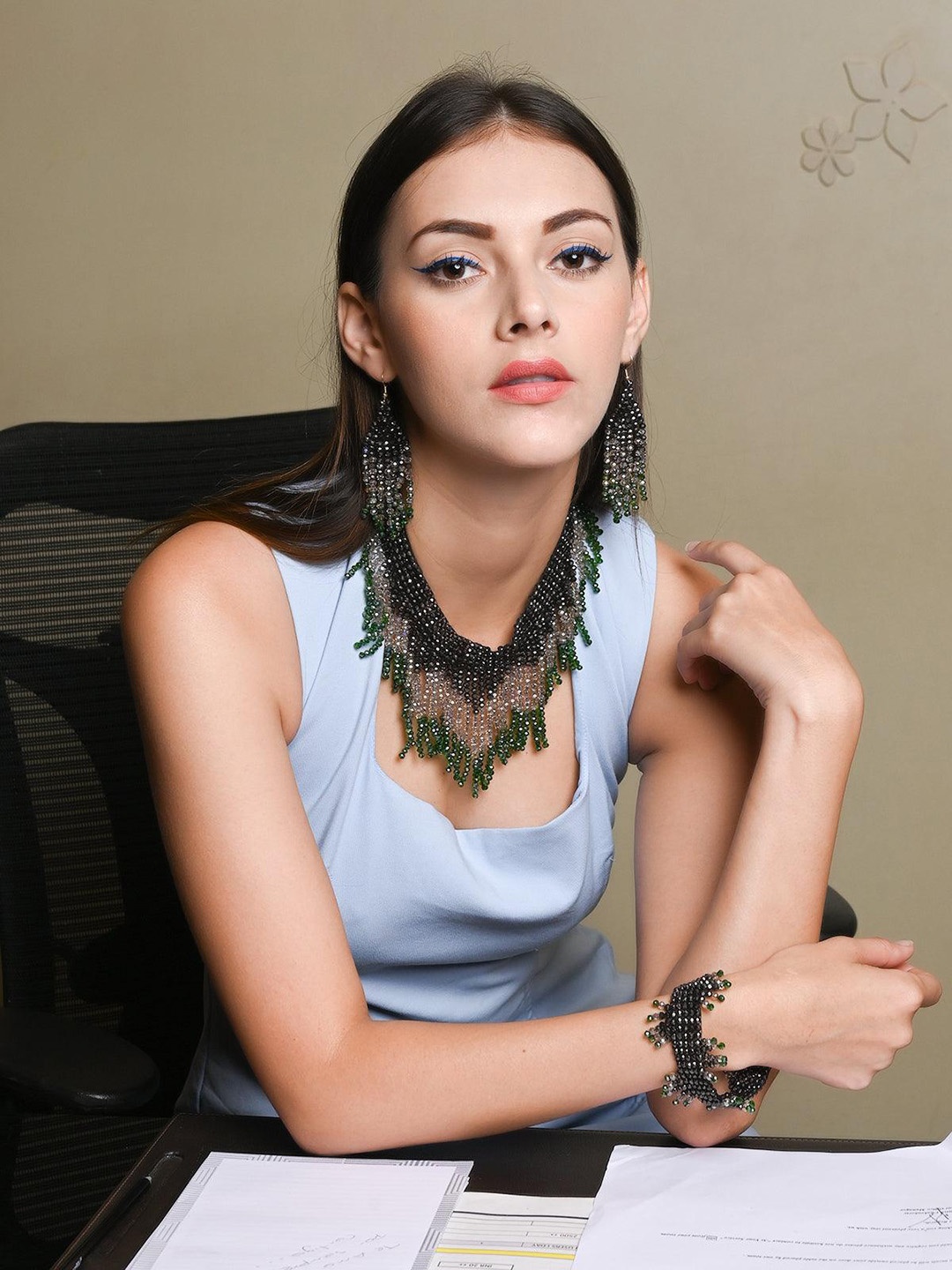

ODETTE Gold-Plated & Crystal Studded Jewellery Set