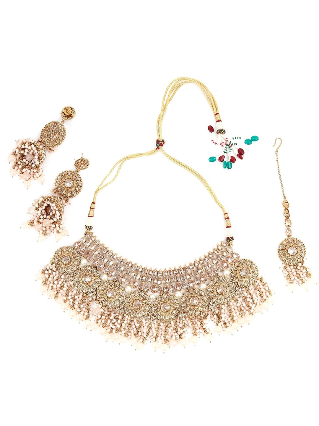 

ODETTE Gold-plated Kundan-studded & Pearl-beaded Jewellery Set