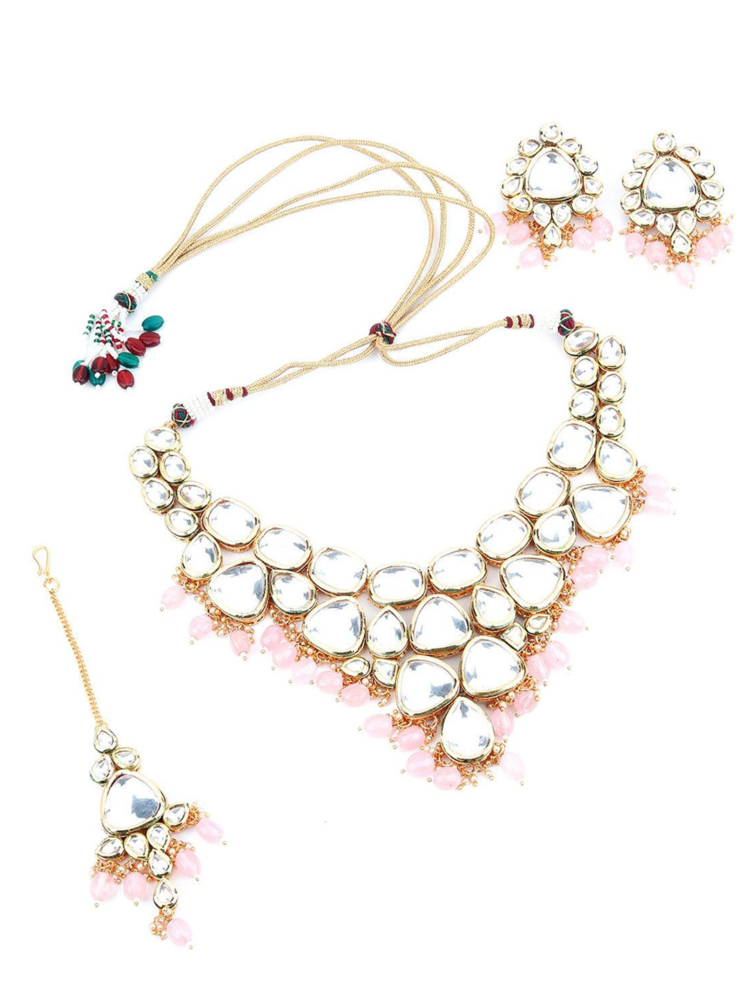 

ODETTE Gold-Plated Kundan-Studded & Beaded Jewellery Set