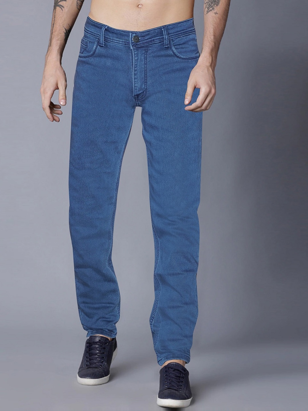 

Jb Just BLACK Men Urban Slim Acid Wash Mid Rise Cotton Stretchable Jeans, Blue
