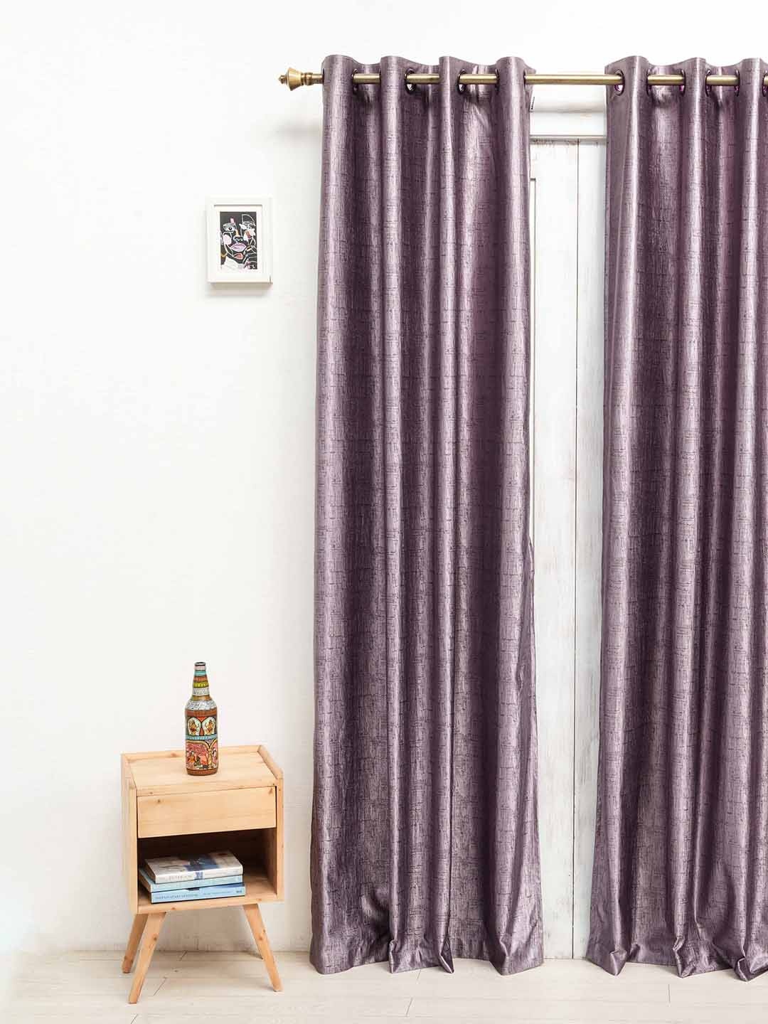 

Ariana Lavender Self Design Room Darkening Door Curtain