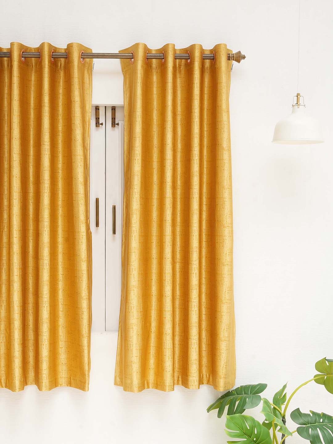 

Ariana Yellow Self Design Room Darkening Window Curtain