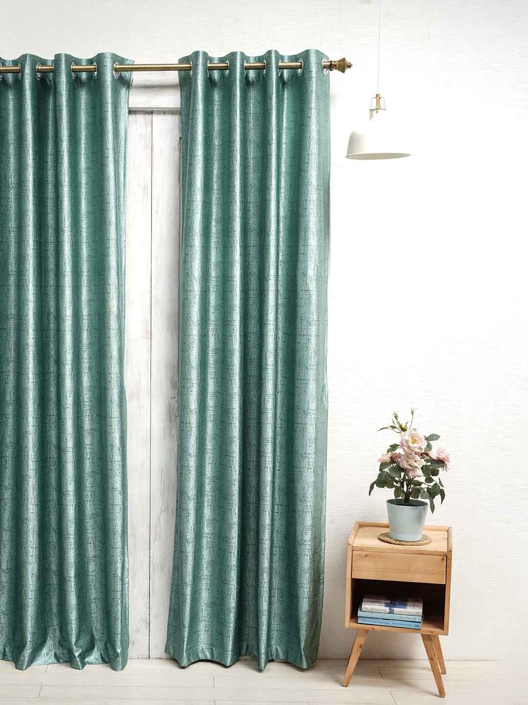 

Ariana Turquoise Blue Self Design Room Darkening Door Curtain