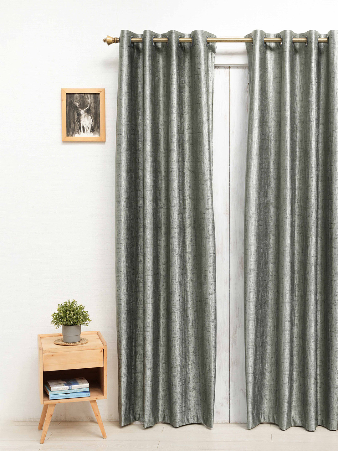 

Ariana Grey Self Design Room Darkening Door Curtain