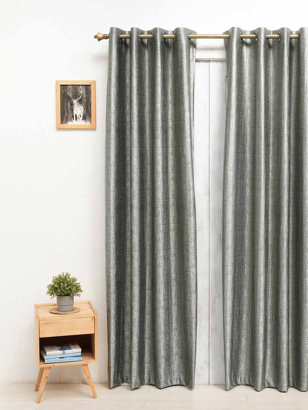 

Ariana Grey Self Design Room Darkening Long Door Curtain