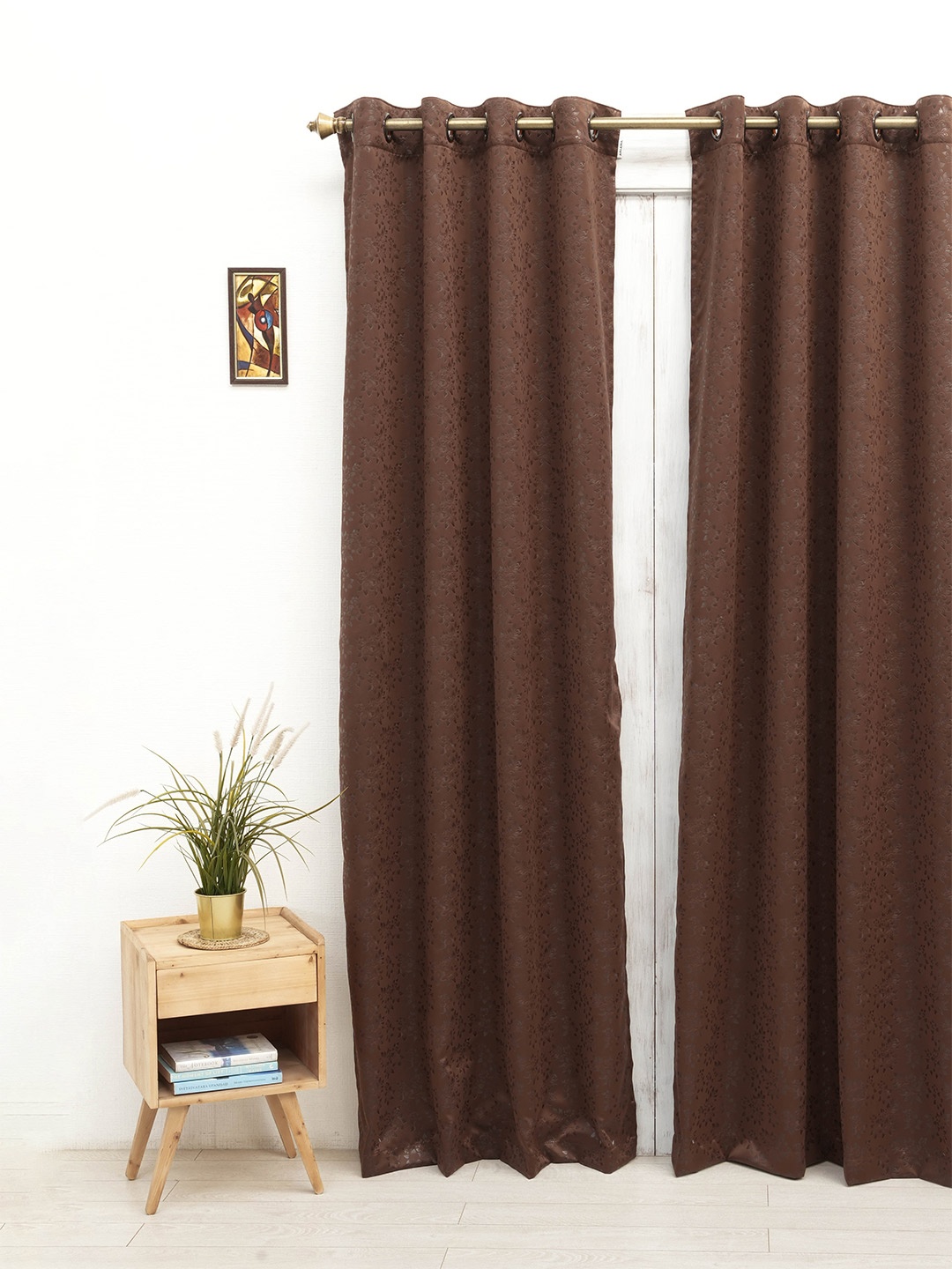 

Ariana Brown Floral Black Out Door Curtain