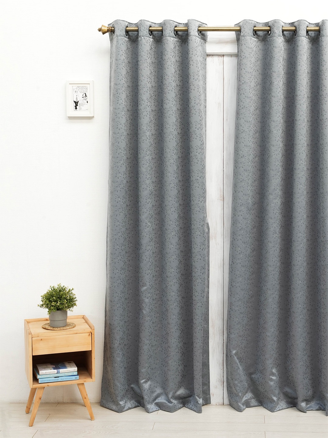 

Ariana Grey Floral Black Out Door Curtain