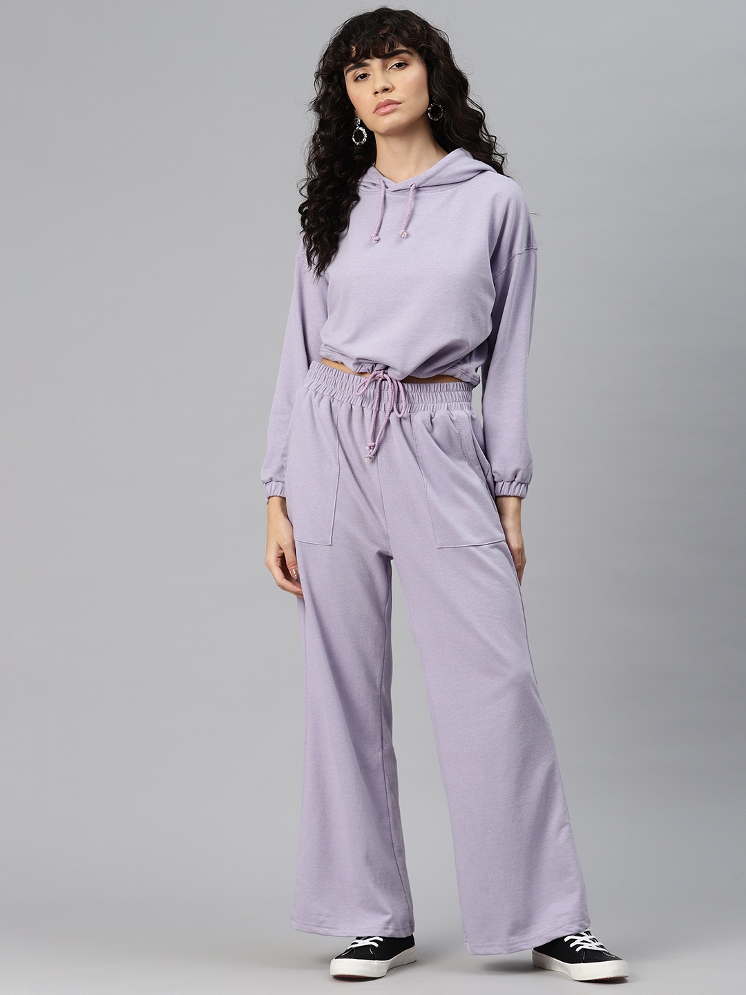 

Laabha Crop Sweatshirt with Flared Trousers, Lavender