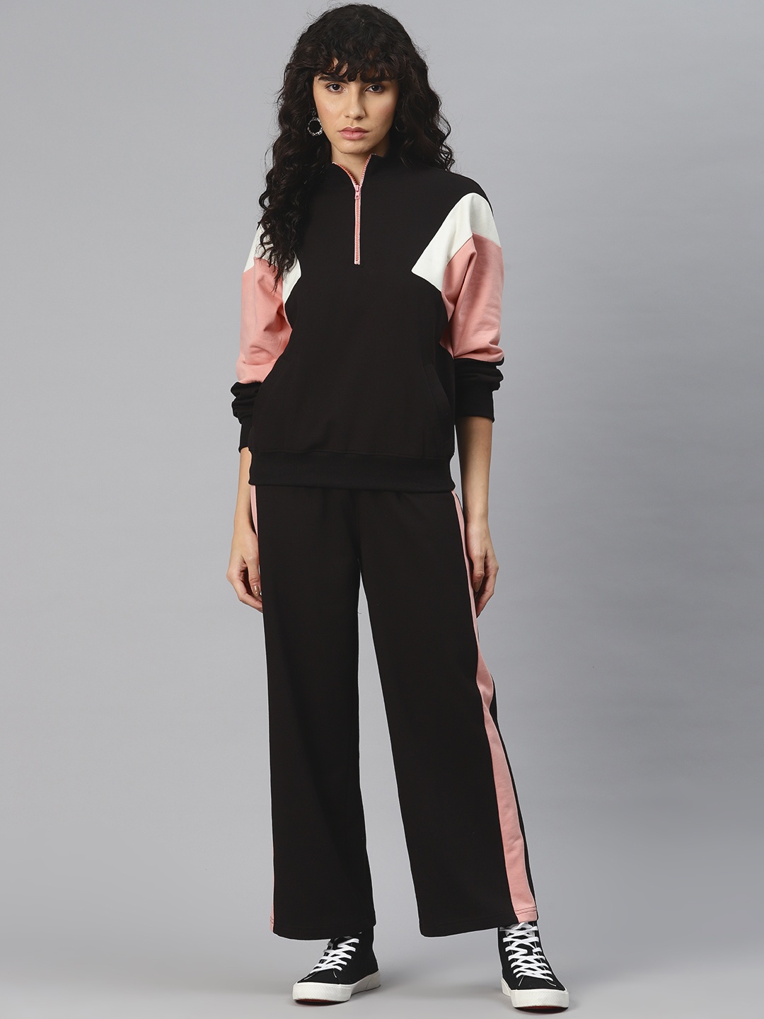 

Laabha Colourblocked Sweatshirt with Flared Trousers, Black