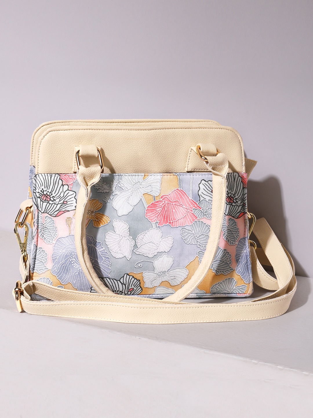

DEEBACO Floral Printed Cotton Shoulder Bag, Grey