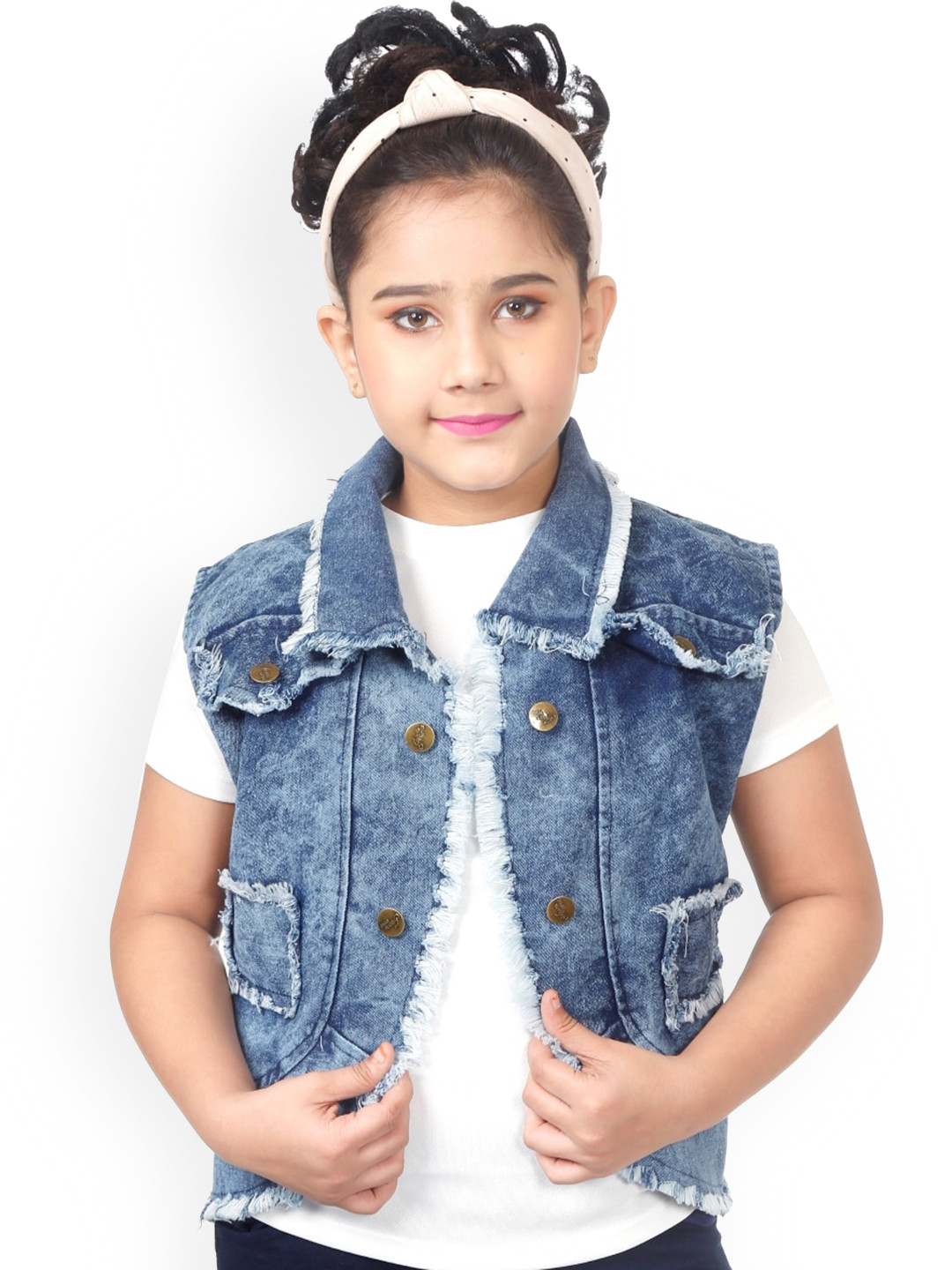 

CELEBRITY CLUB Girls Washed Crop Denim Jacket, Blue