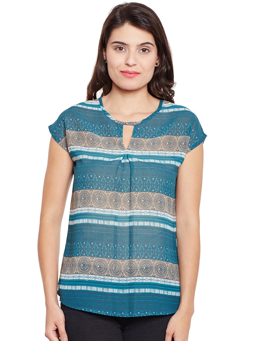 

WISSTLER Women Blue Printed Top