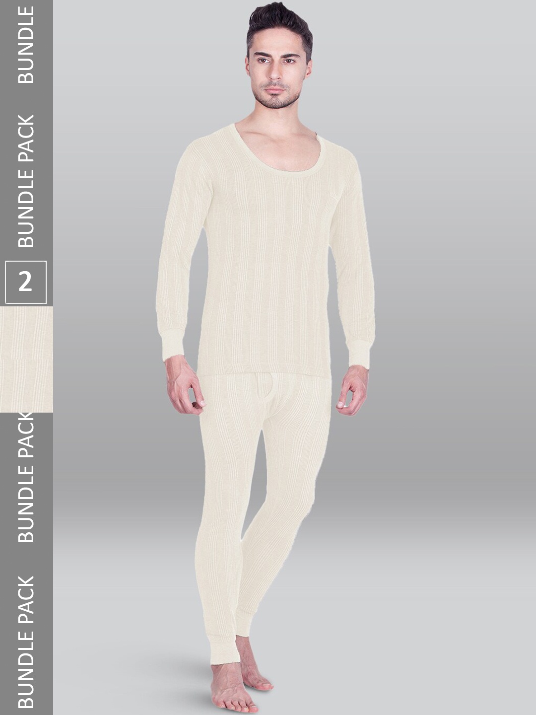 

INFERNO Pack Of 2 Ribbed Cotton Thermal Sets, Off white