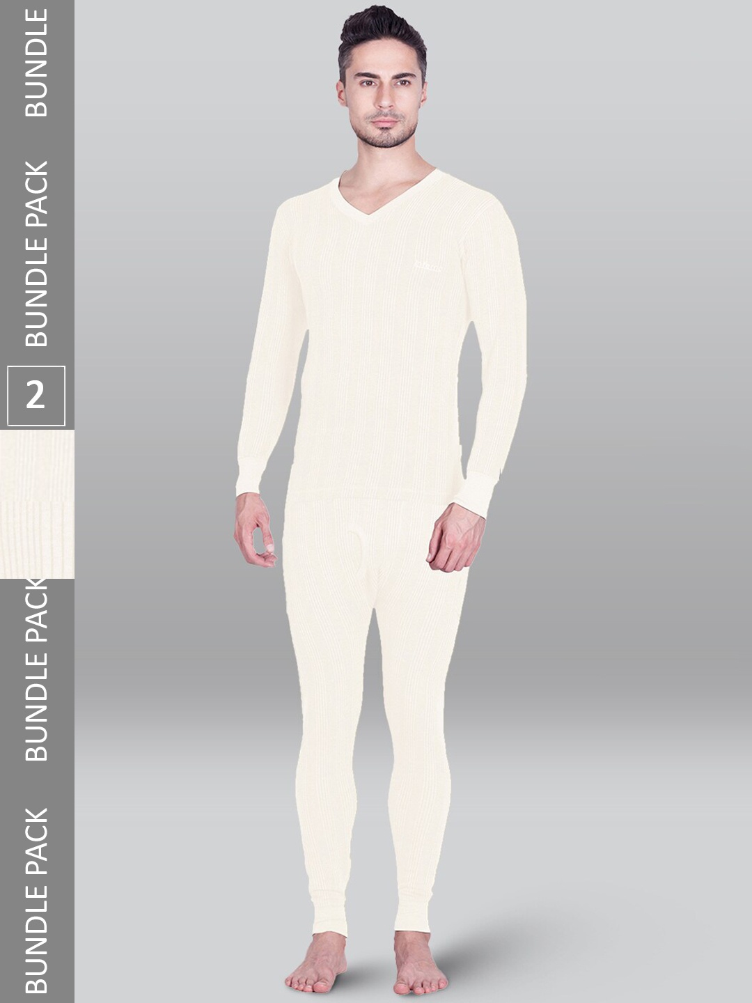 

INFERNO Pack of 2 Ribbed Cotton Thermal Sets, Off white