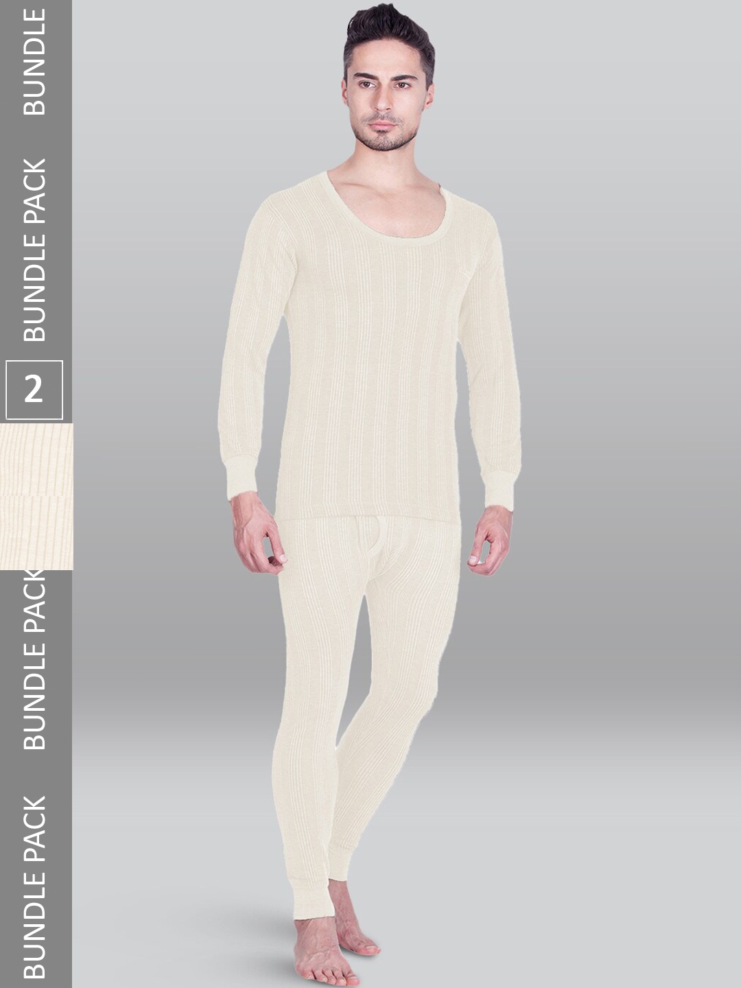 

INFERNO Pack Of 2 Ribbed Cotton Thermal Set, White